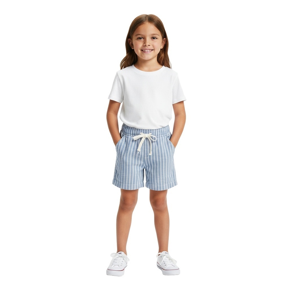 OLD NAVY Girls Shorts Size M(8) Blue White Striped Elastic Waistband Coastal
